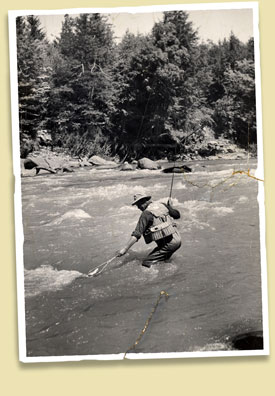 Catskill fishing legend Cal Smith in the stream